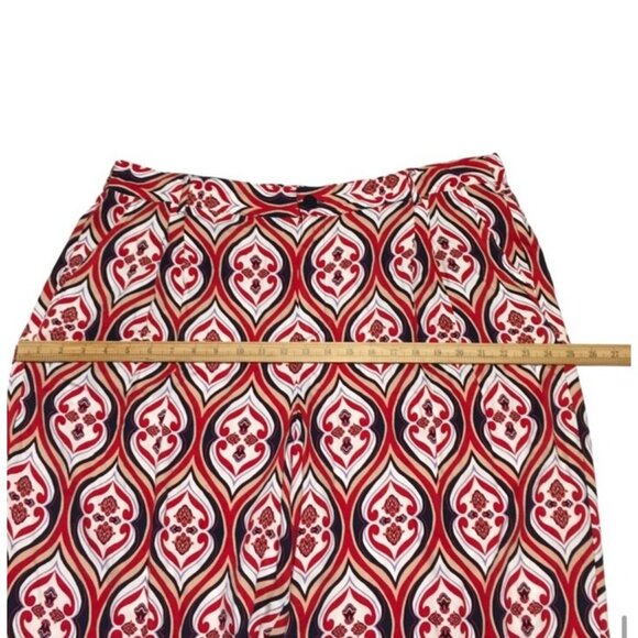 Liz Claiborne Wide Leg Pants Women Size 18 Flat Front Comfort Red Blue Geo Print - Picture 14 of 15